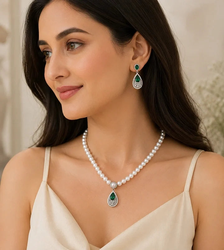 green teardrop necklace