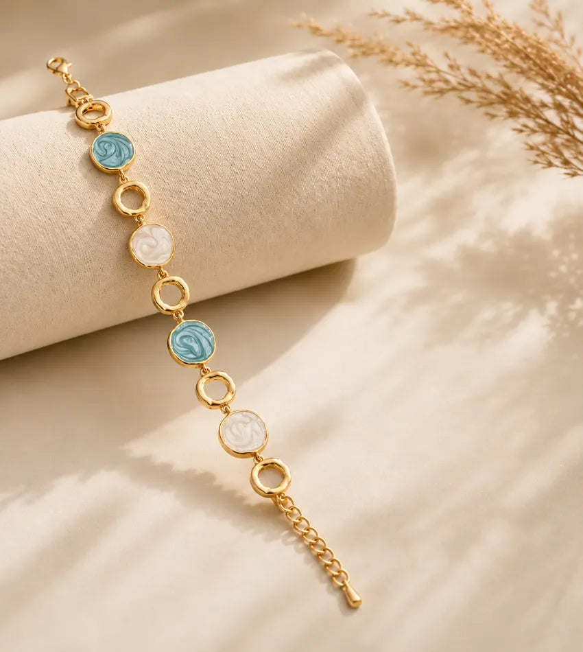 aqua pearl link bracelet