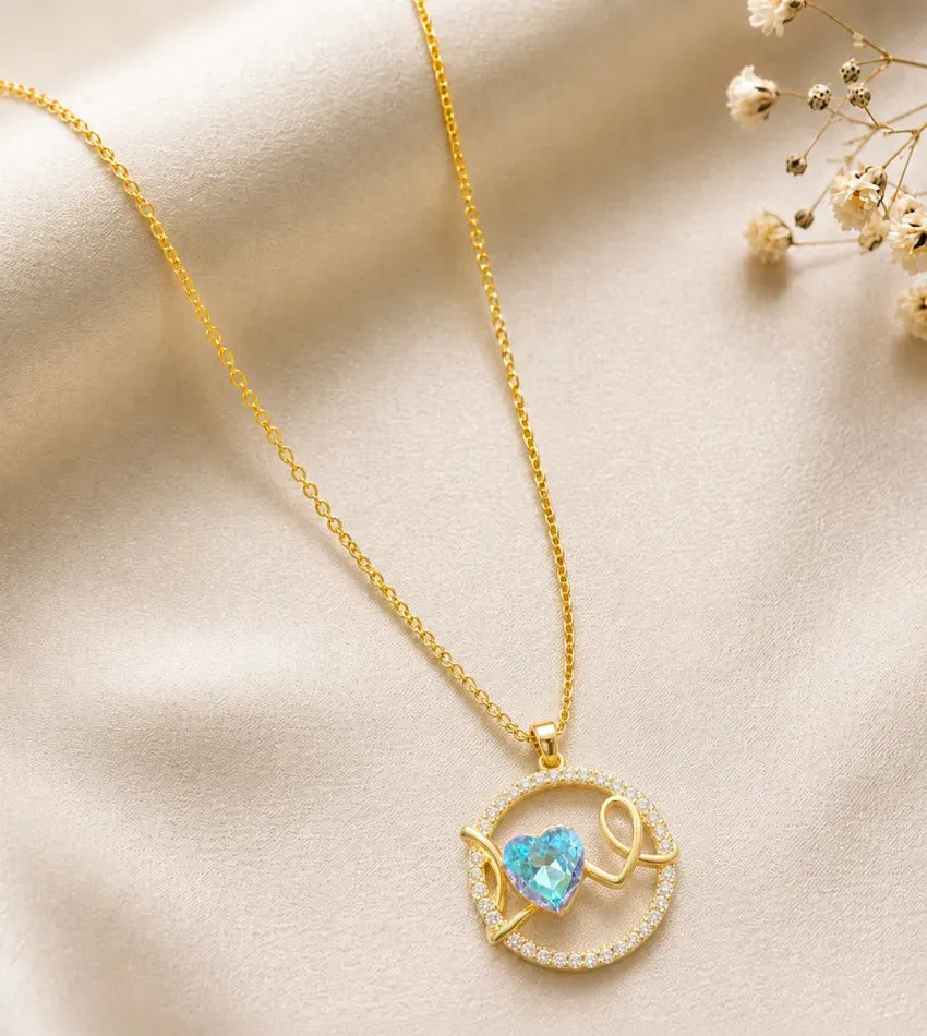 blue heart love pendant