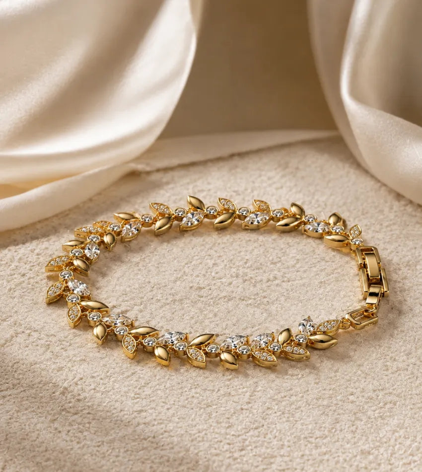 clear stone leaf bangle