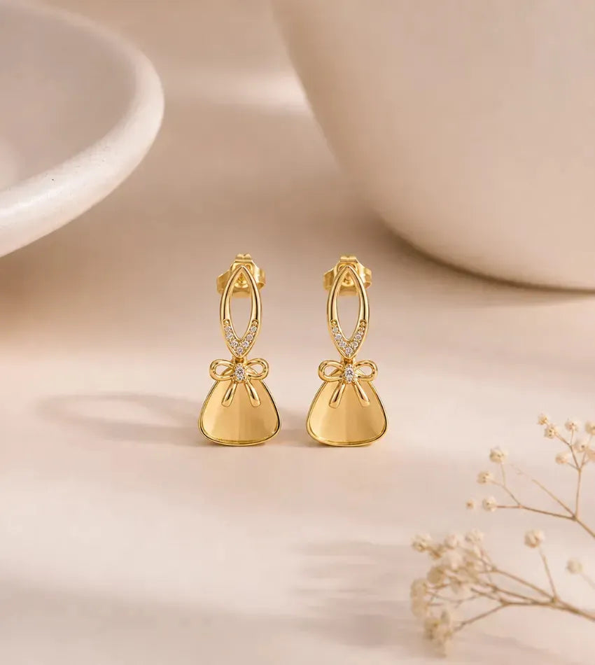 crystal bow drop earrings