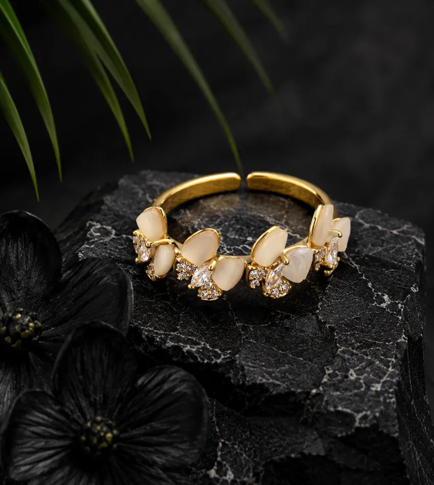 crystal flower fashion ring