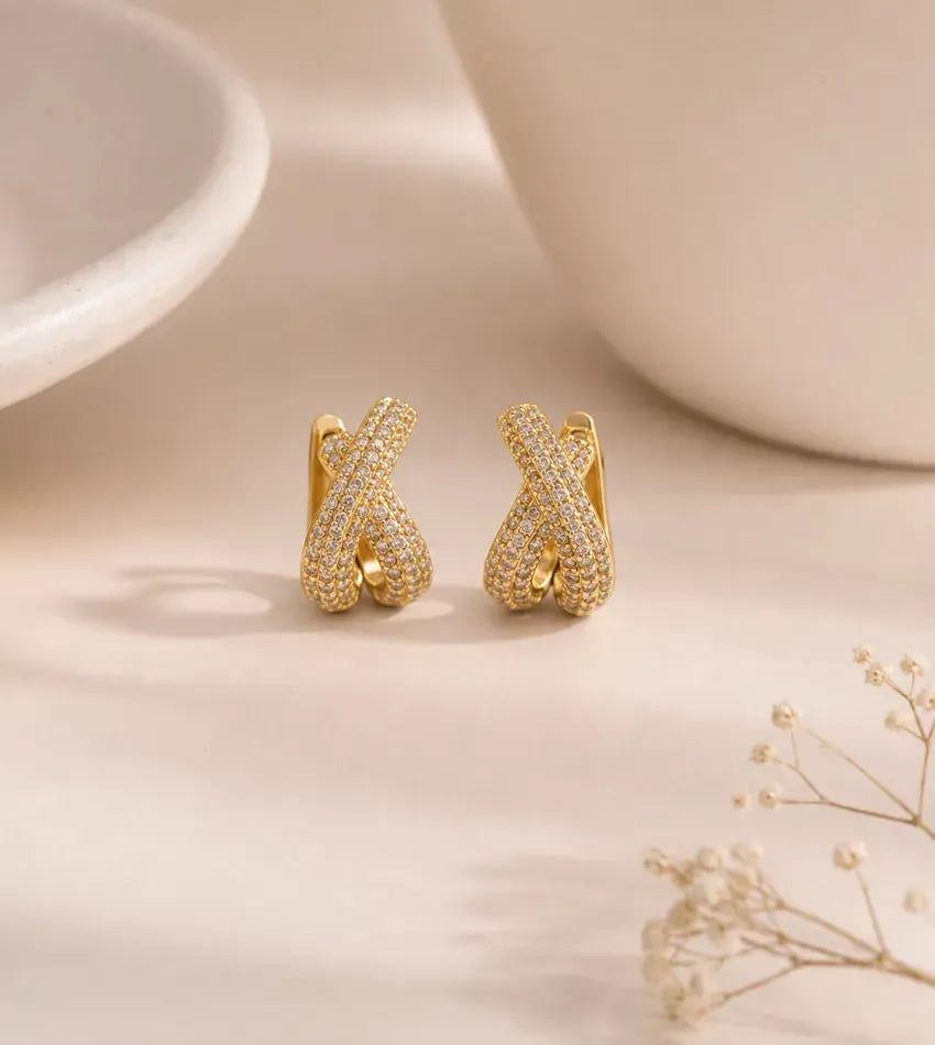 crystal knot stud earrings