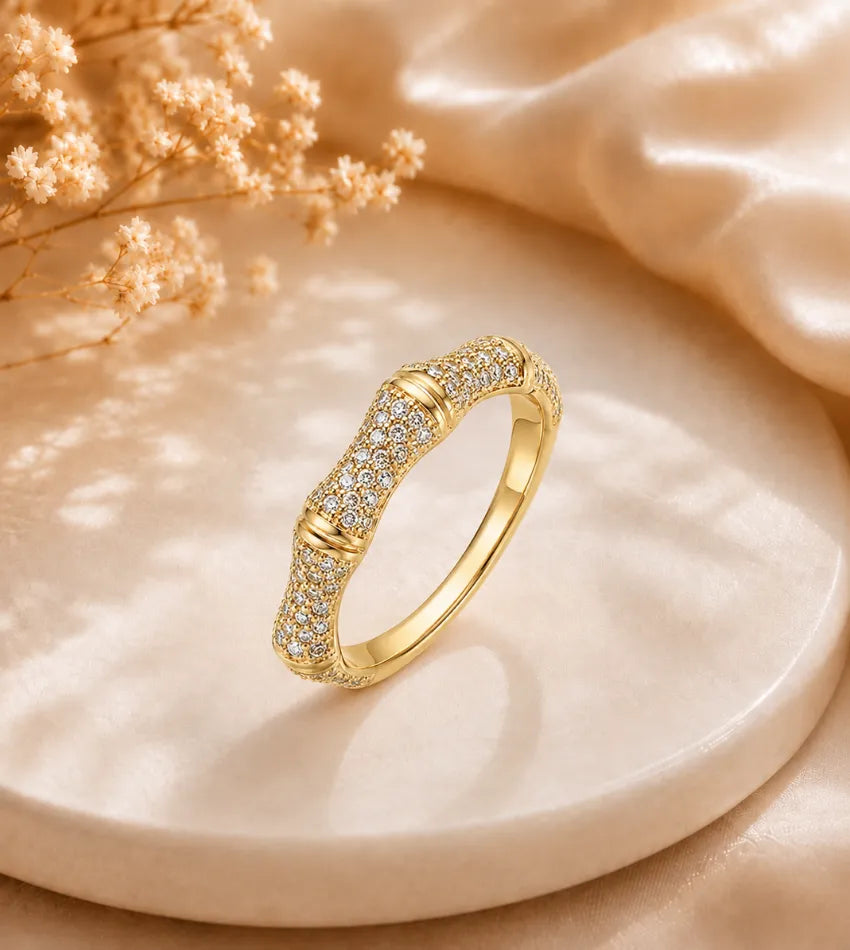 crystal studded band ring