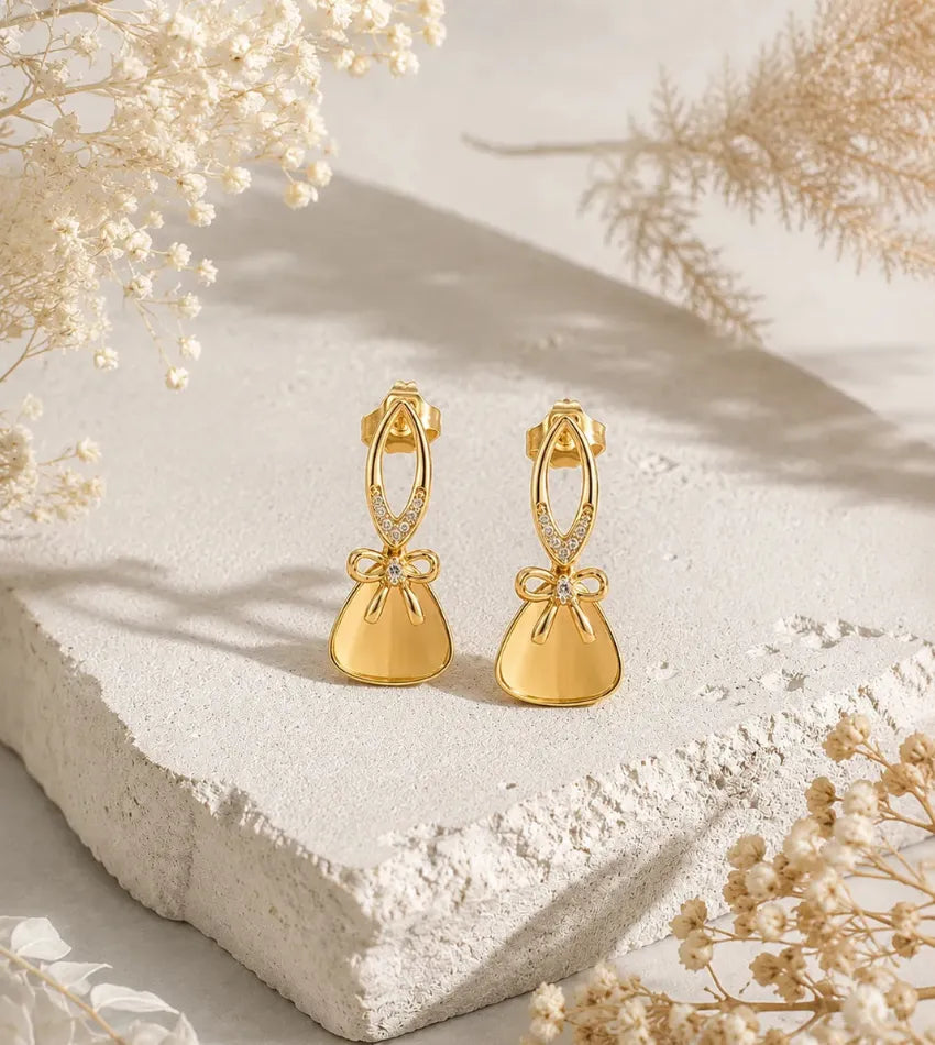 elegant bow drop earrings