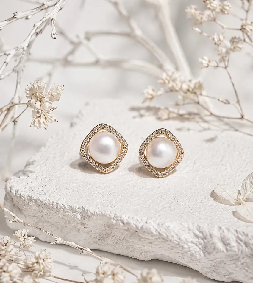 elegant pearl stud earrings