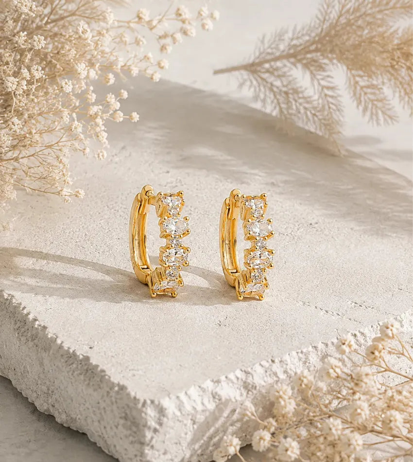 faceted stone hoop earrings