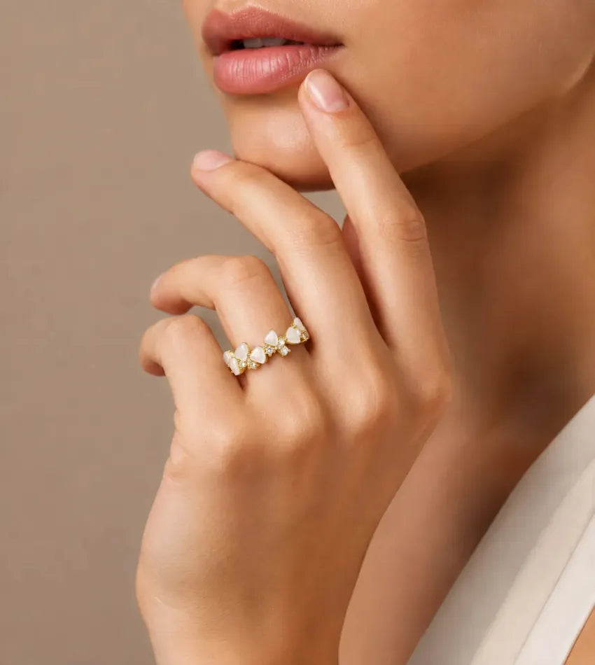 gold tone flower ring