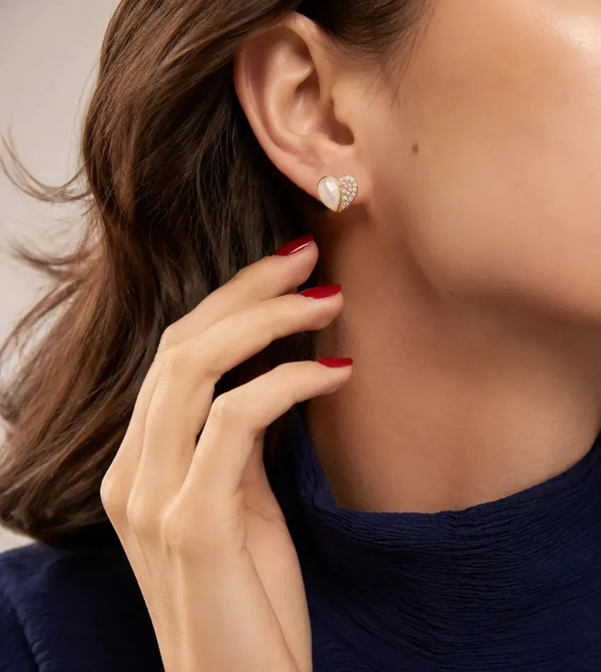 gold tone heart earrings