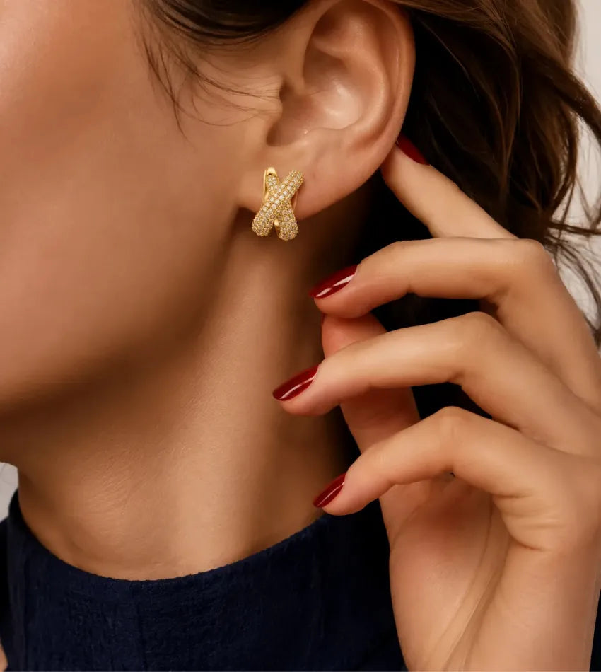 gold tone knot earrings