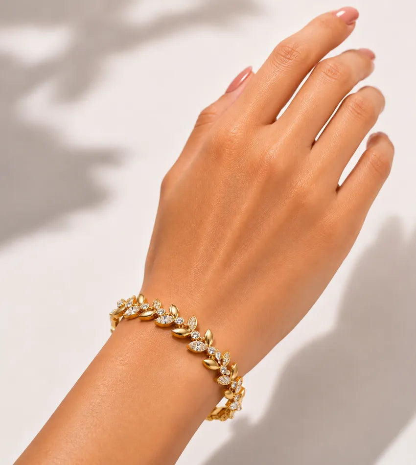 gold tone leaf bracelet