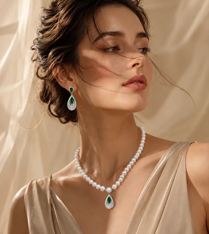 green teardrop necklace