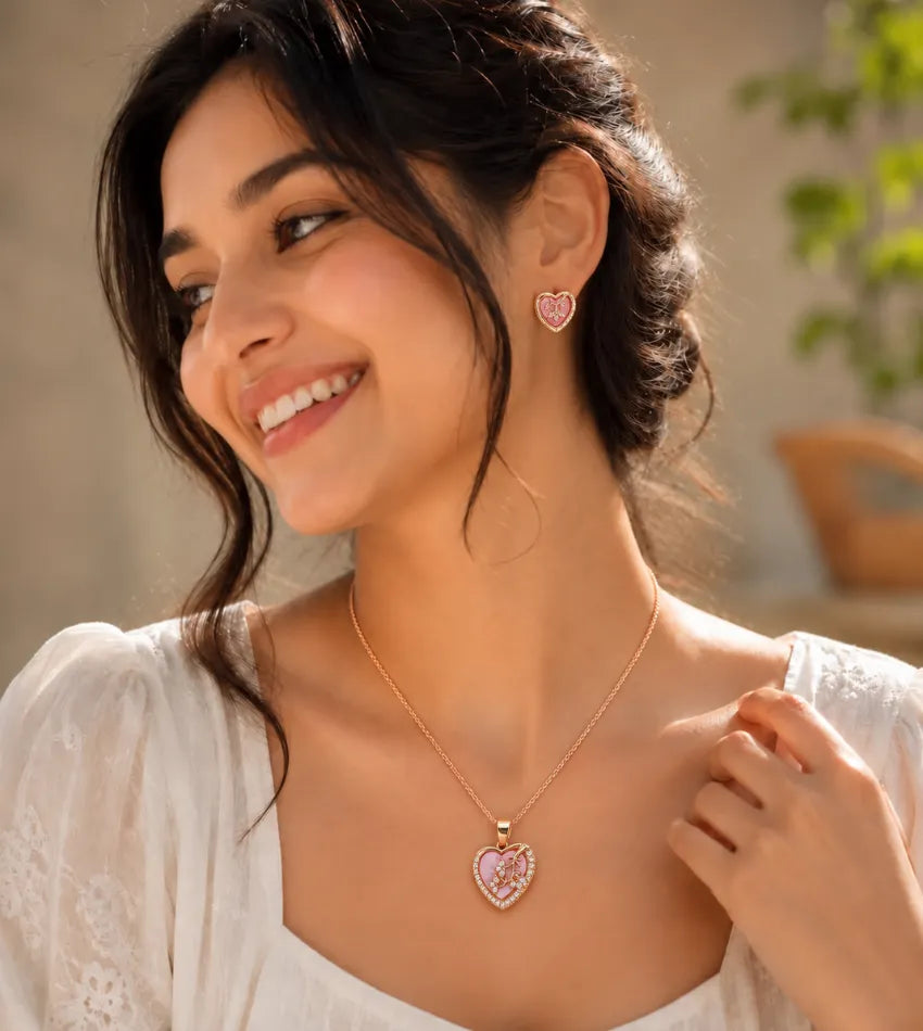 heart pendant with earrings