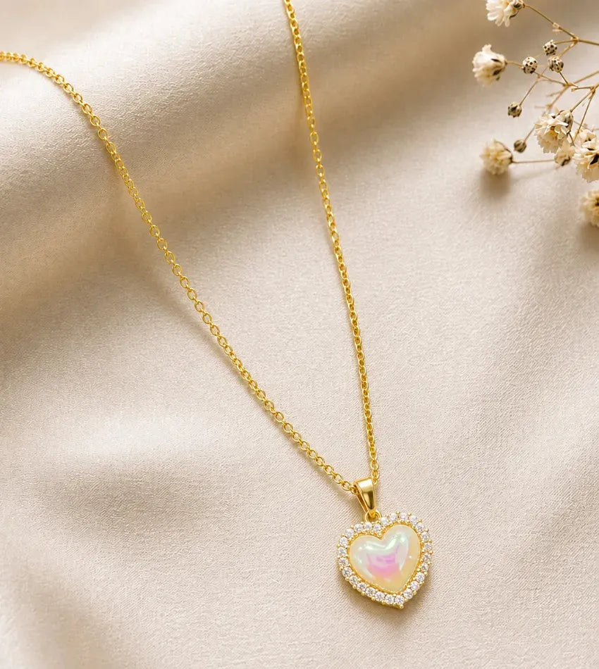 iridescent heart pendant