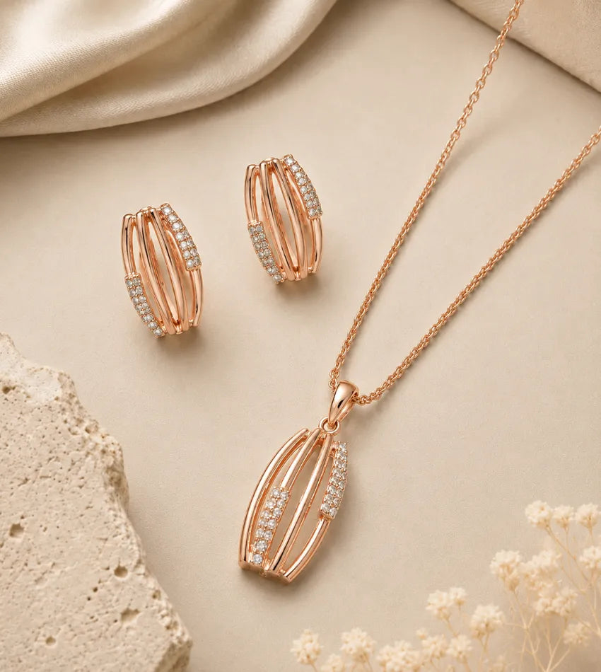 oval crystal pendant set
