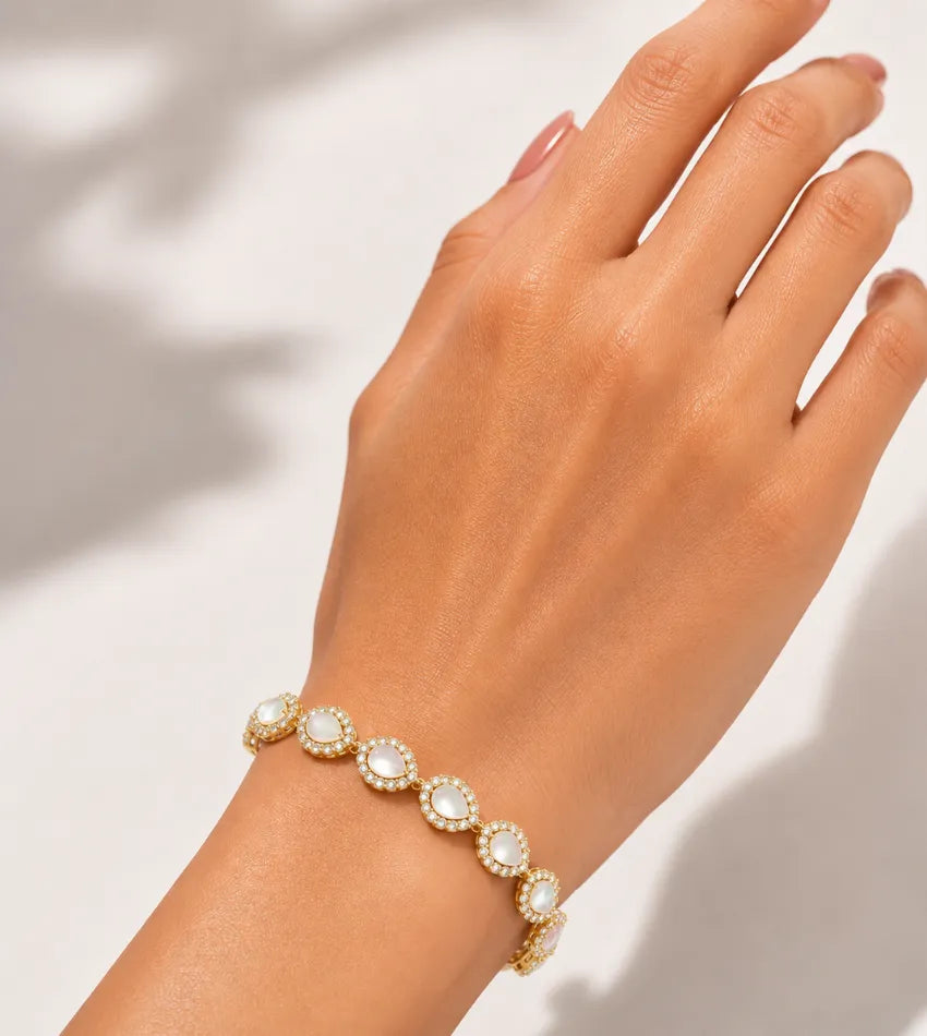 oval white stone bracelet
