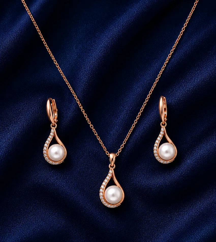 pearl crystal jewellery set