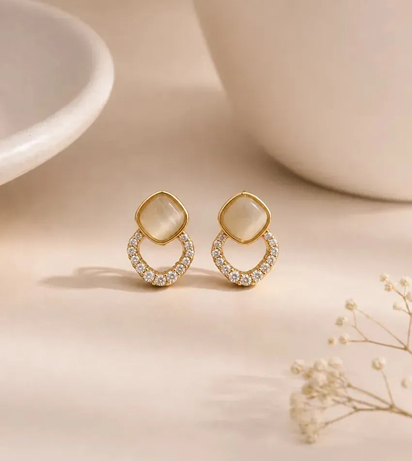 pearl geometric earrings
