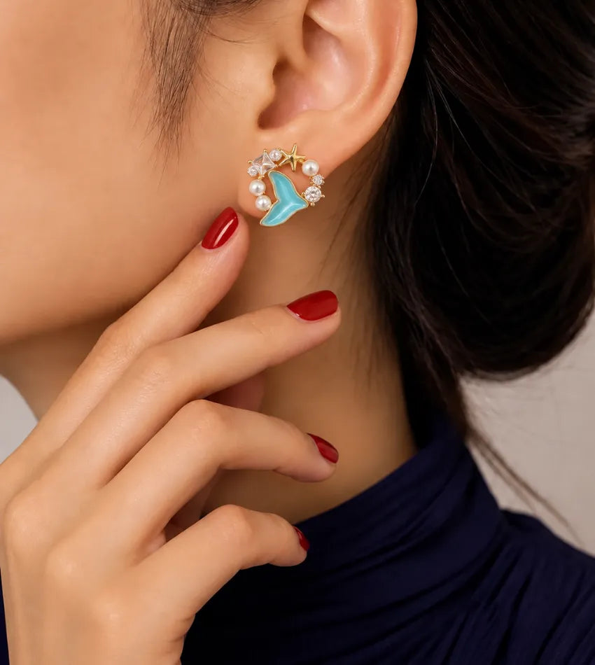 pearl starfish earrings
