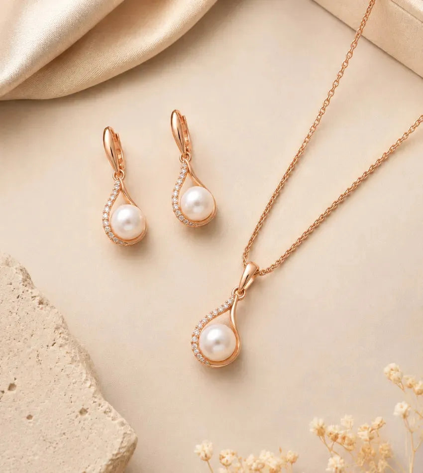 pearl teardrop pendant set