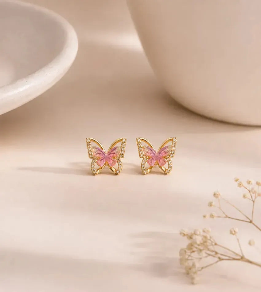 pink butterfly earrings