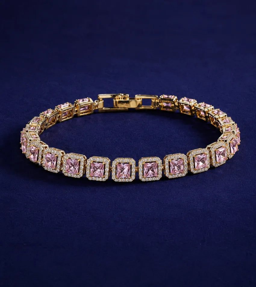 pink crystal link bracelet