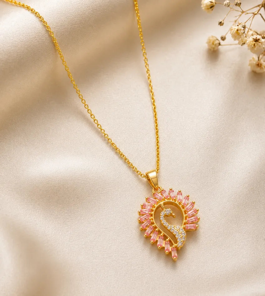 pink peacock pendant
