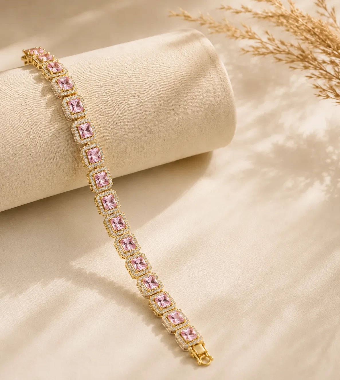 pink square stone bracelet
