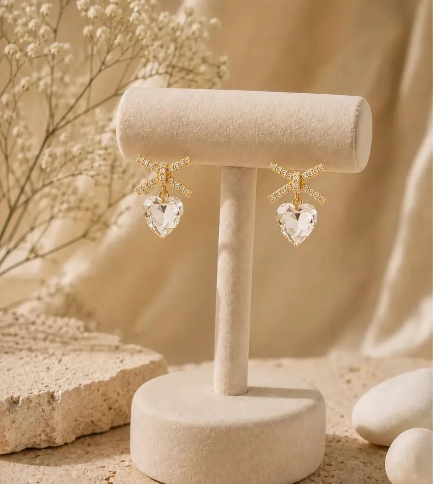 romantic heart earrings