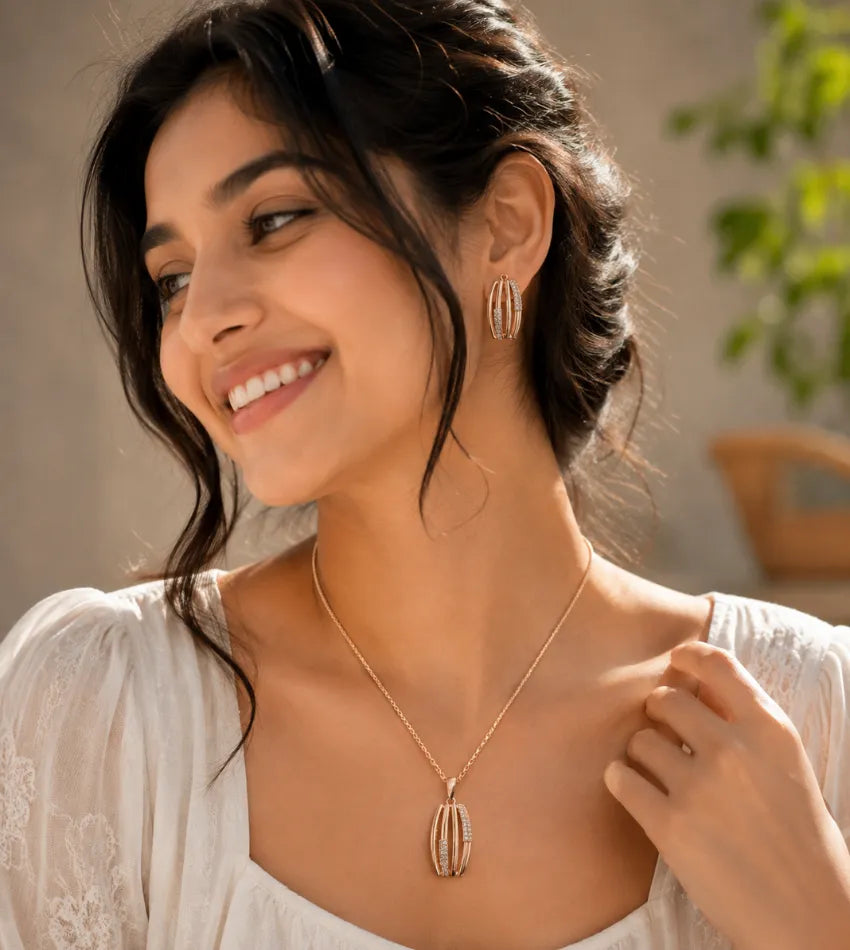 rose gold pendant set