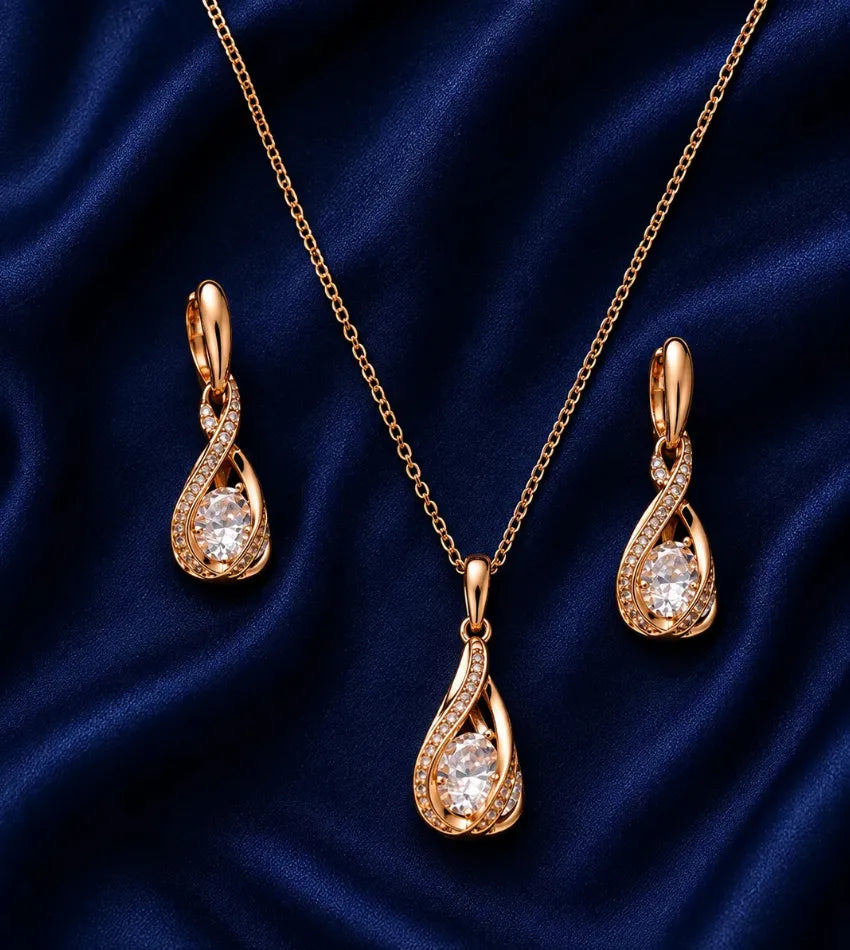 rose gold teardrop set