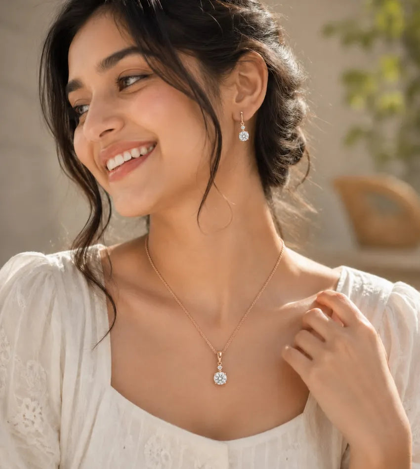 round crystal jewellery set