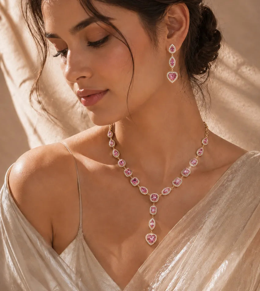 silver tone necklace set