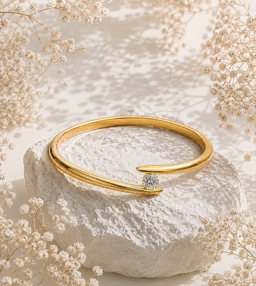 single stone cuff bangle