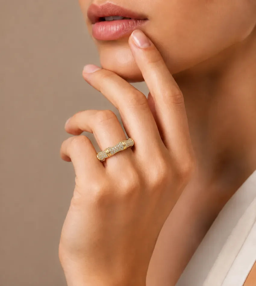 women crystal band ring